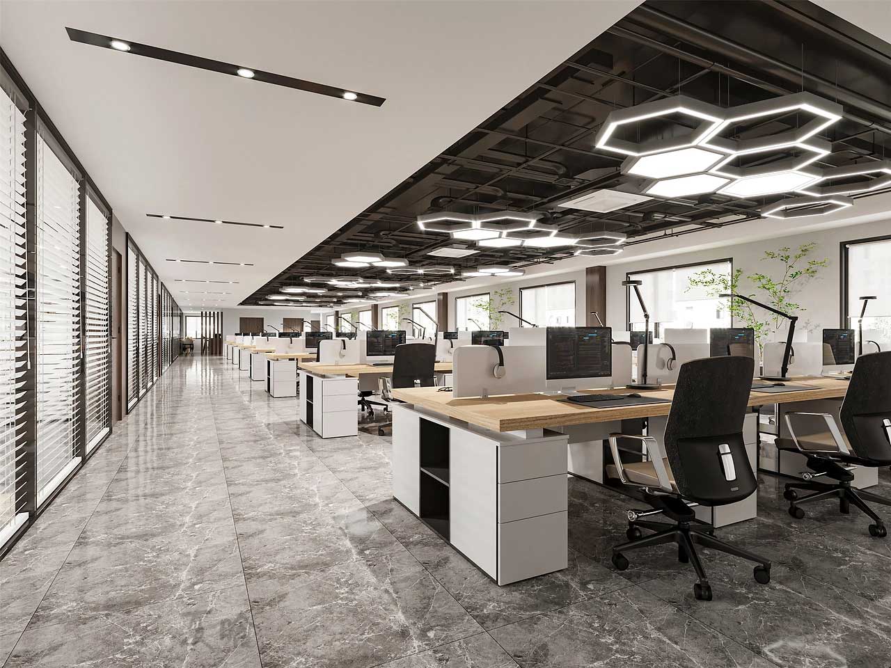 610平米鄭州現(xiàn)代辦公室裝修設計效果圖