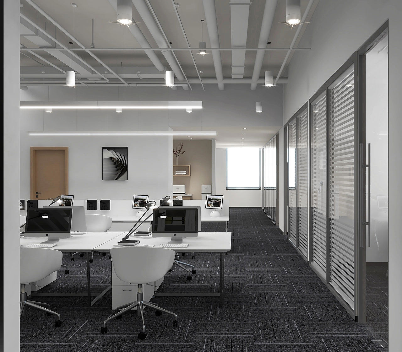 115平米鄭州辦公室設計施工效果圖