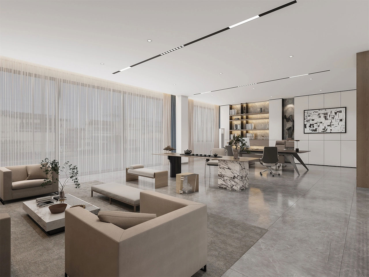 165平米簡(jiǎn)潔鄭州辦公室裝修效果圖