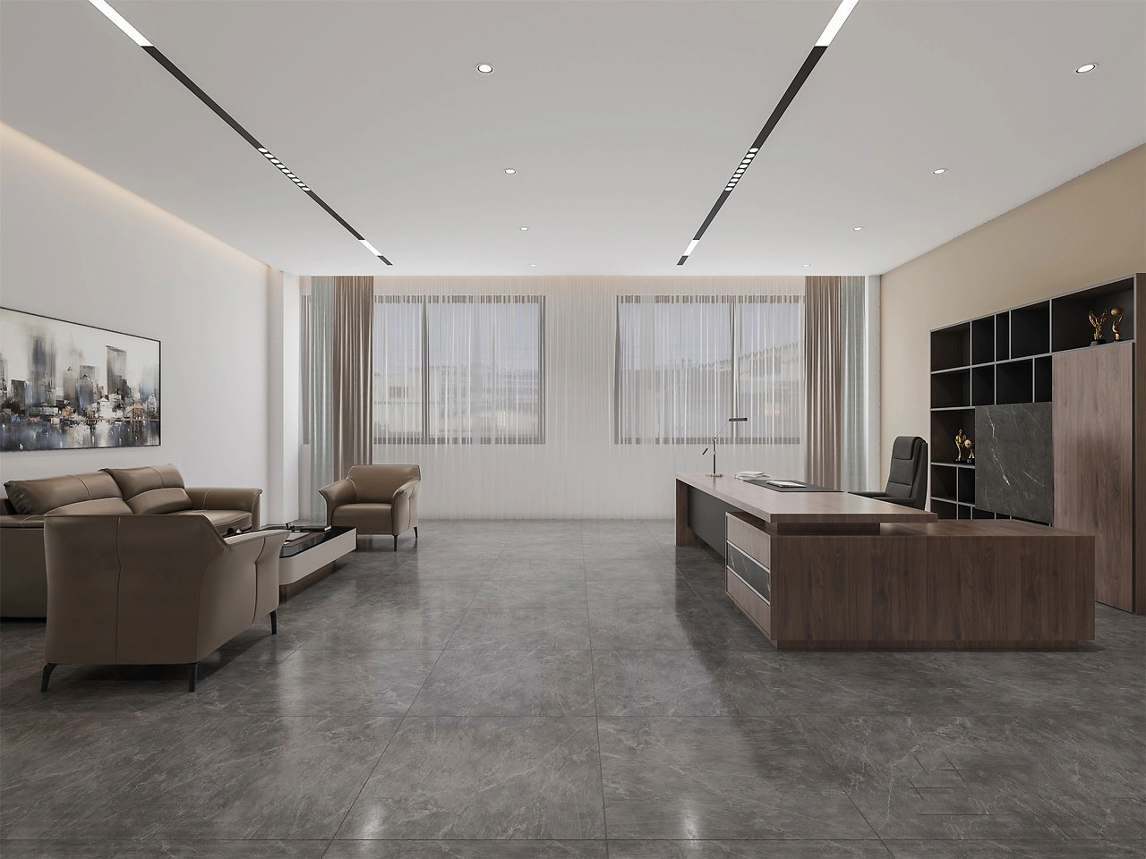 165平米簡(jiǎn)潔鄭州辦公室裝修效果圖